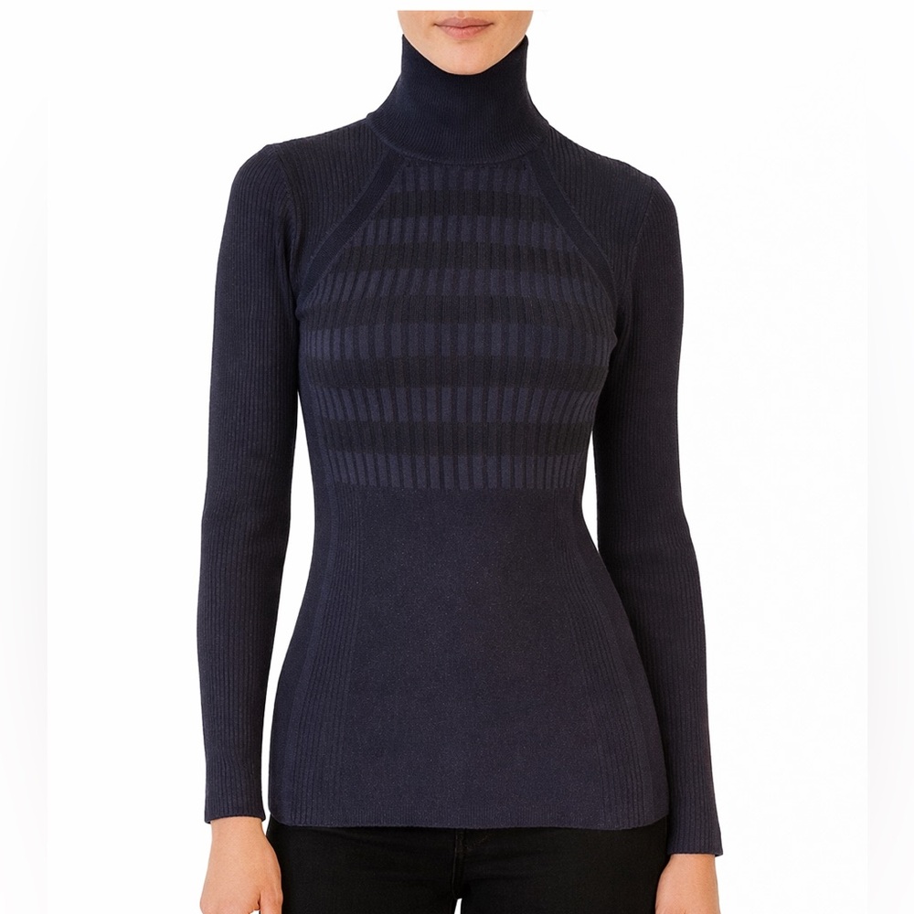 Karen Millen Blue Stripe 3/4 Sleeve Sweater Size 2